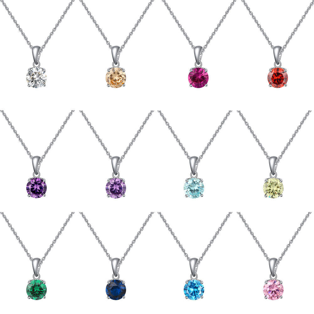 Birthstone Zodiac Stainless Steel Necklace - All 12 Months Available